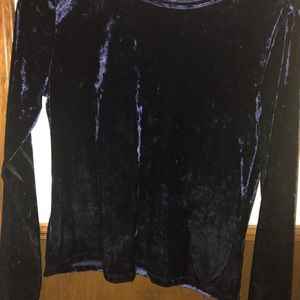 Dark blue long sleeve velvet top